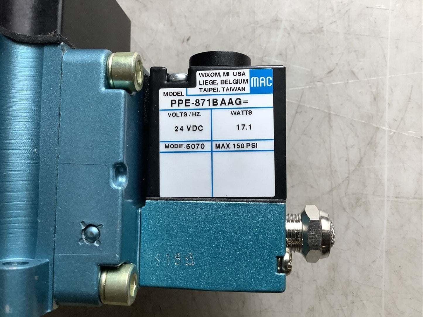 MAC 0629-FV6500B PPE-871BAAG SOLENOID VALVE ASSEMBLY U3S