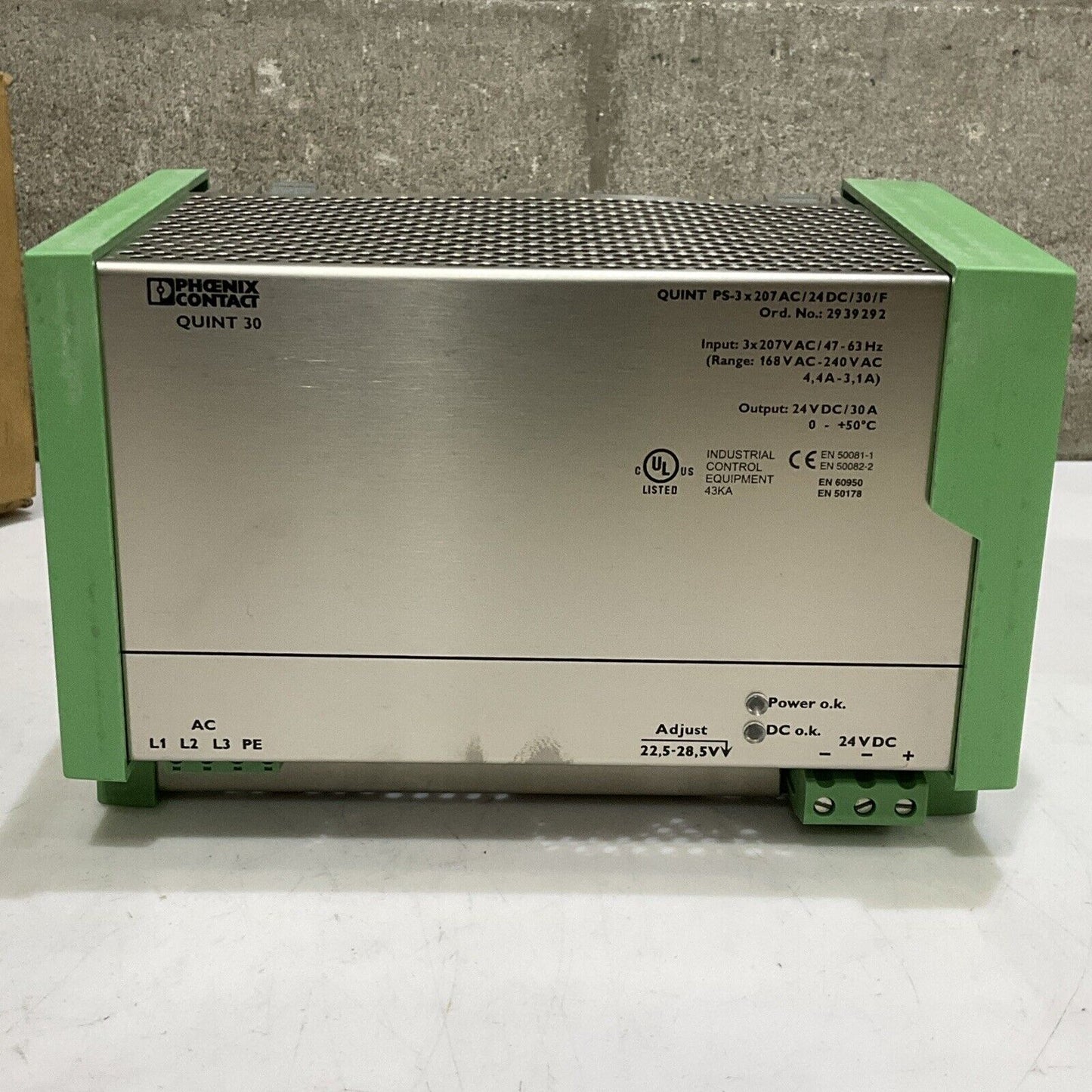 PHOENIX CONTACT QUINT 30 PS-3 X 207 AC /24DC/30/F POWER SUPPLY U3S
