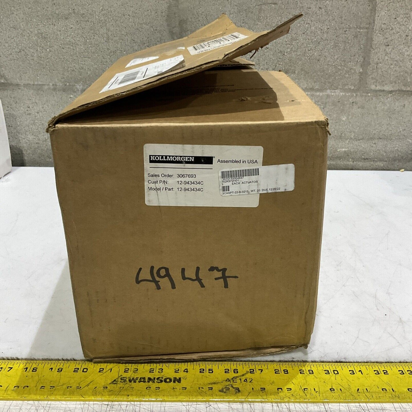 KOLLMORGEN 12-943434C LINEAR ACTUATOR W/ BRAKE 160V 2A U3S