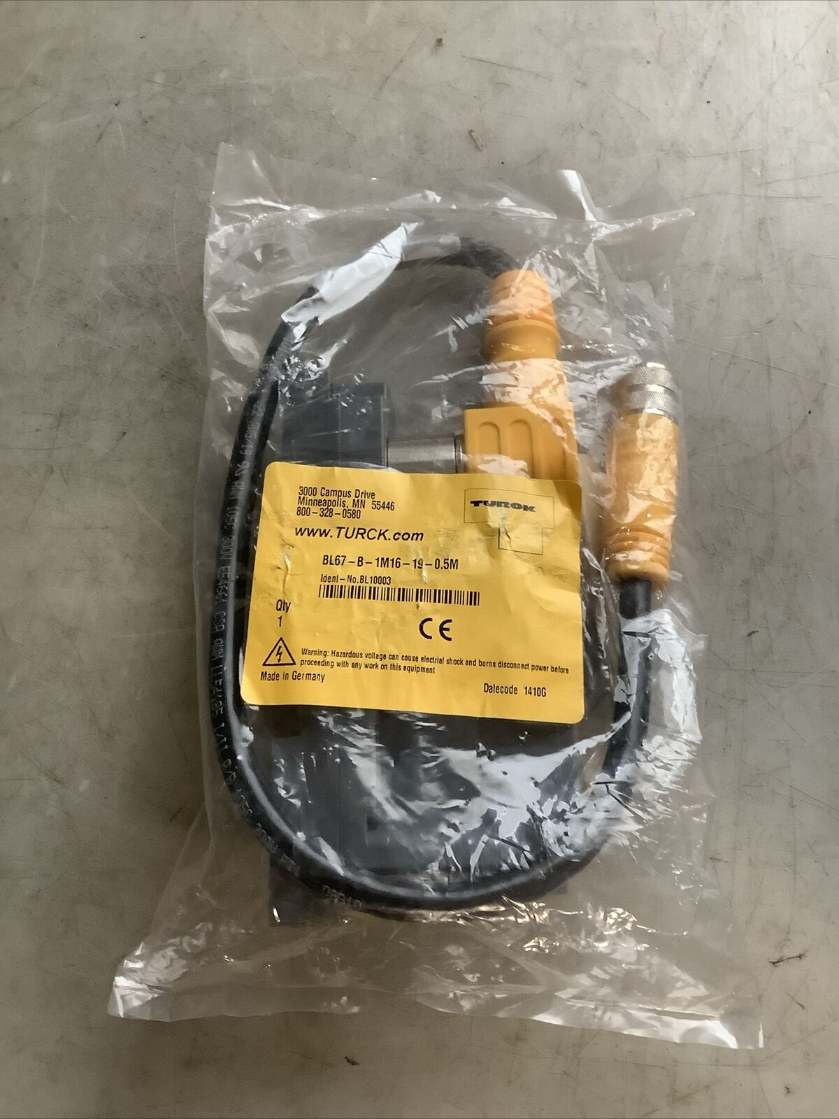 TURCK BL67-B-1M16-19-0.5M BASE MODULE CABLE ASSEMBLY U3S