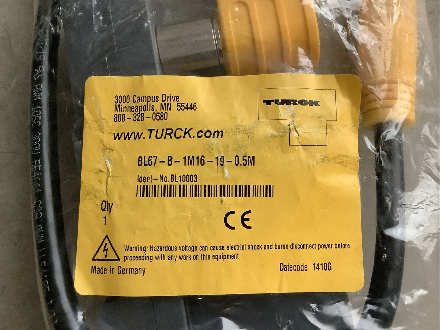 TURCK BL67-B-1M16-19-0.5M BASE MODULE CABLE ASSEMBLY U3S