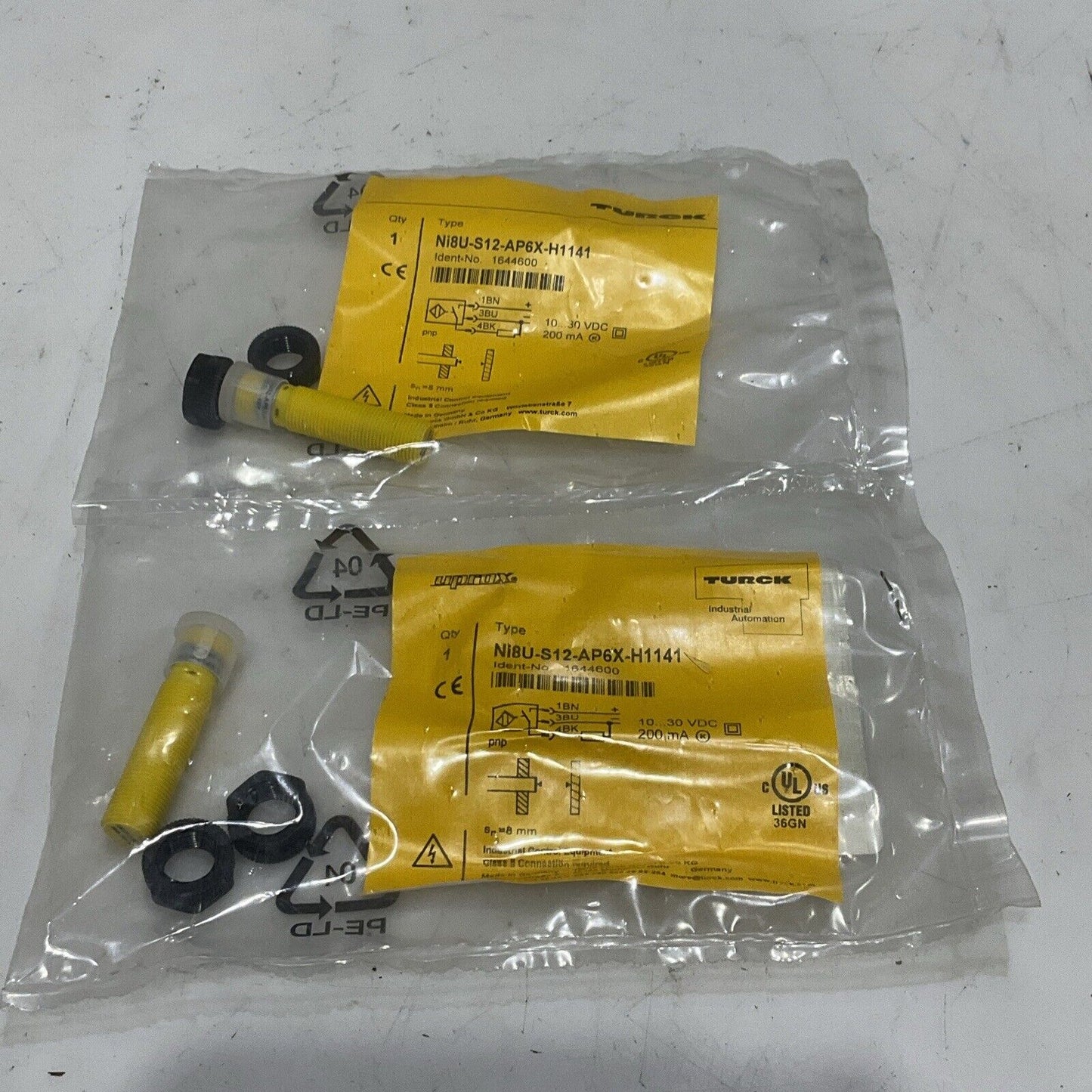TURCK NI8U-S12-AP6X-H1141 INDUCTIVE SENSOR M12 10-30 VDC 200MA LOT OF 2 U3S