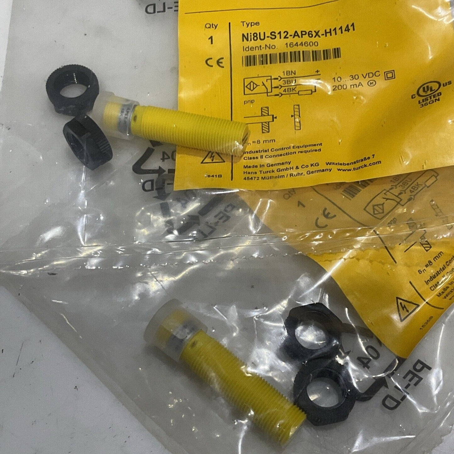 TURCK NI8U-S12-AP6X-H1141 INDUCTIVE SENSOR M12 10-30 VDC 200MA LOT OF 2 U3S