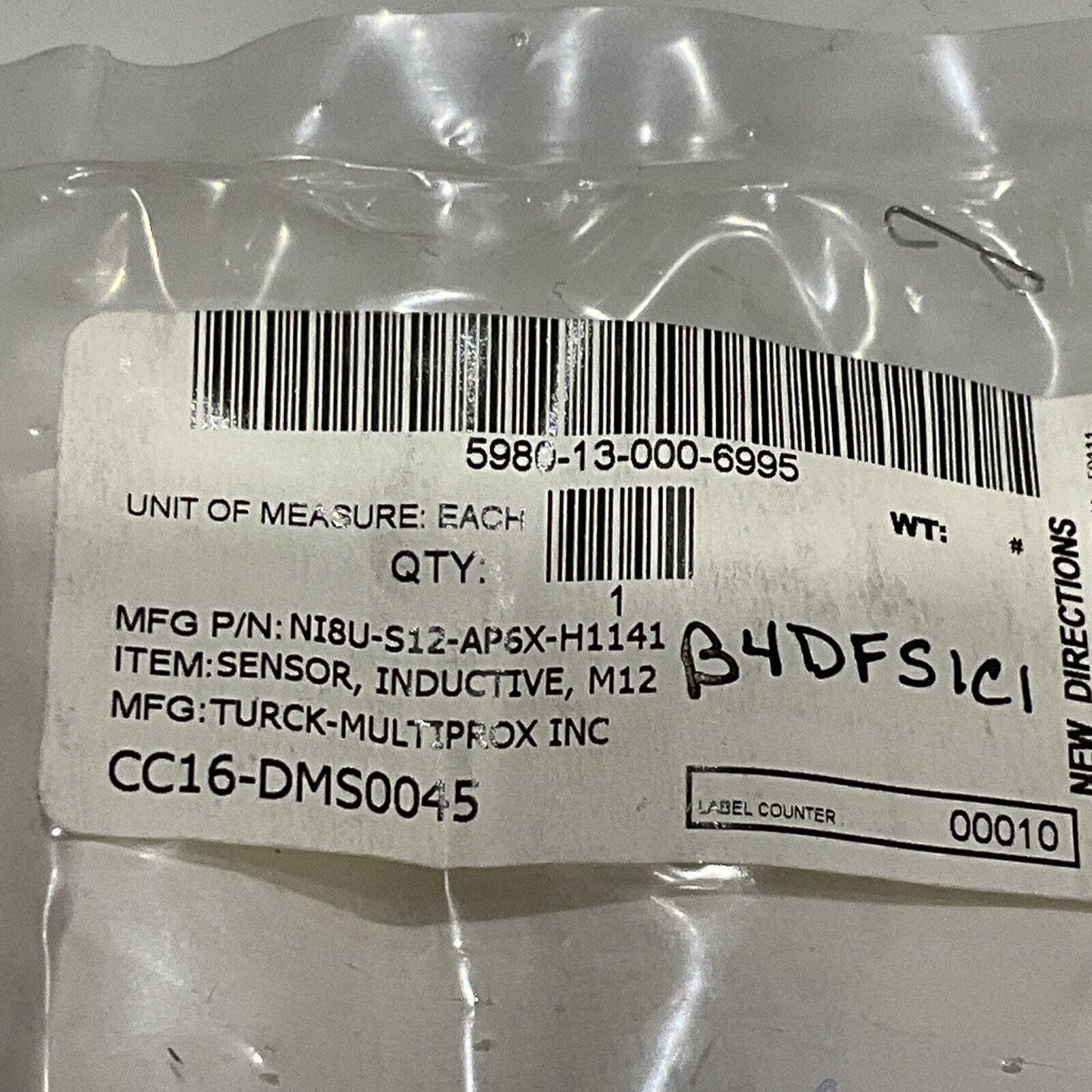 TURCK NI8U-S12-AP6X-H1141 INDUCTIVE SENSOR M12 10-30 VDC 200MA LOT OF 2 U3S