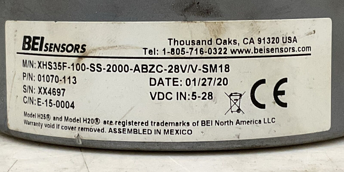 BEI SENSORS XHS35F-100-SS-2000-ABZC-28V/V-SM18 01070-113 EXPRESS ENCODER U4M