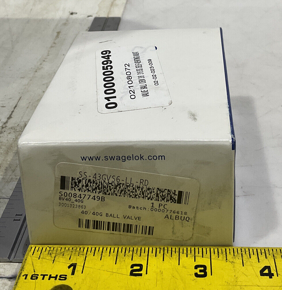 SWAGELOK SS-43GVS6-LL-RD BALL VALVE 373
