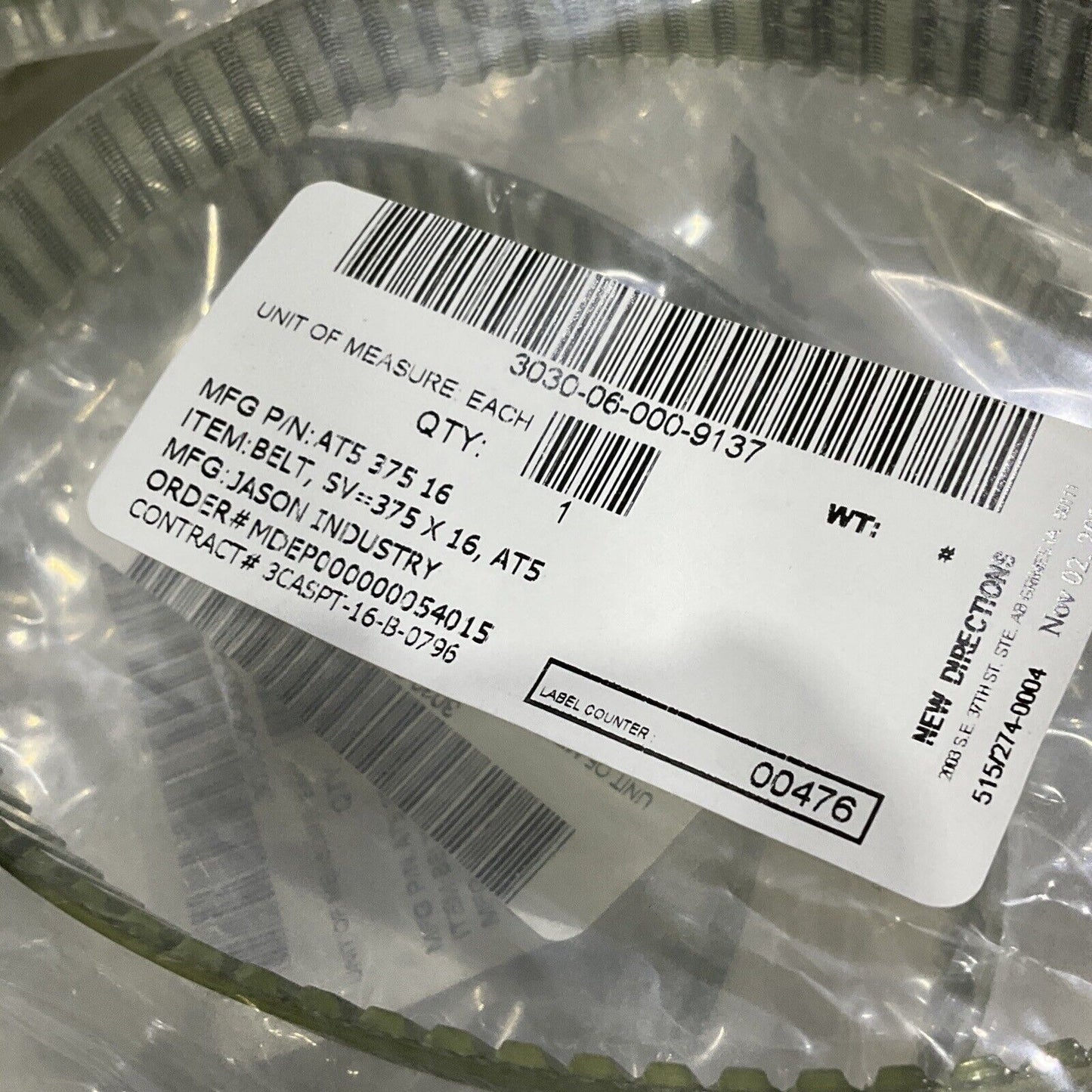 BESTORQ AT5-375 2520 TIMING BELT SV 375 X 16 AT5 LOT OF 30 U3S