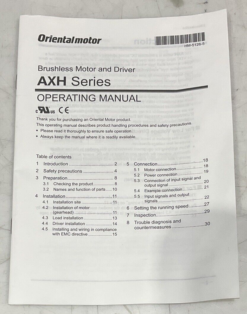 ORIENTALMOTOR AXHM450KC-GFH MGF63-30 BRUSHLESS MOTOR AND DRIVER ASSEMBLY U3S