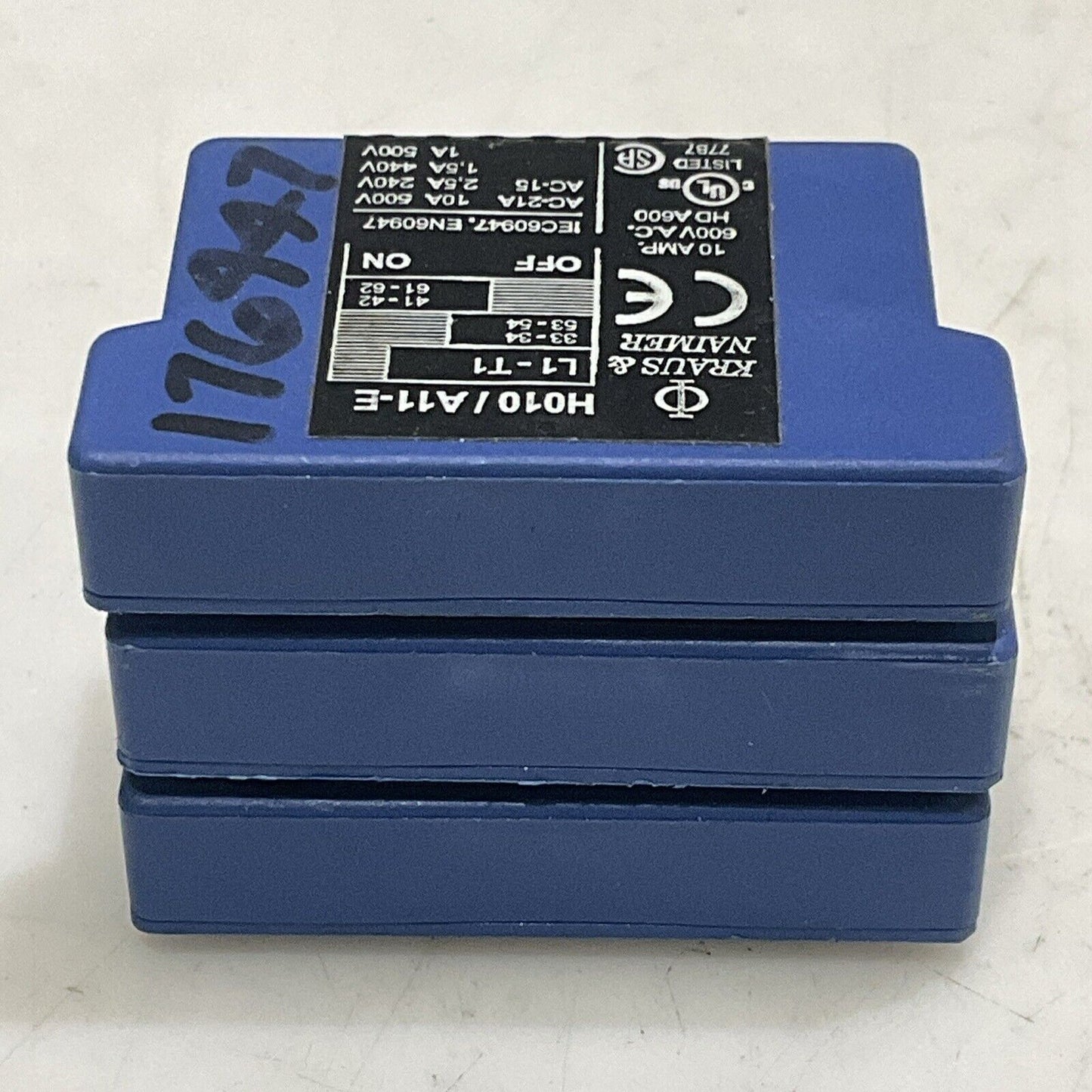 KRAUS & NAIMER H010/A11-E AUXILIARY CONTACT 10 AMP 600V LOT OF 3 U4M
