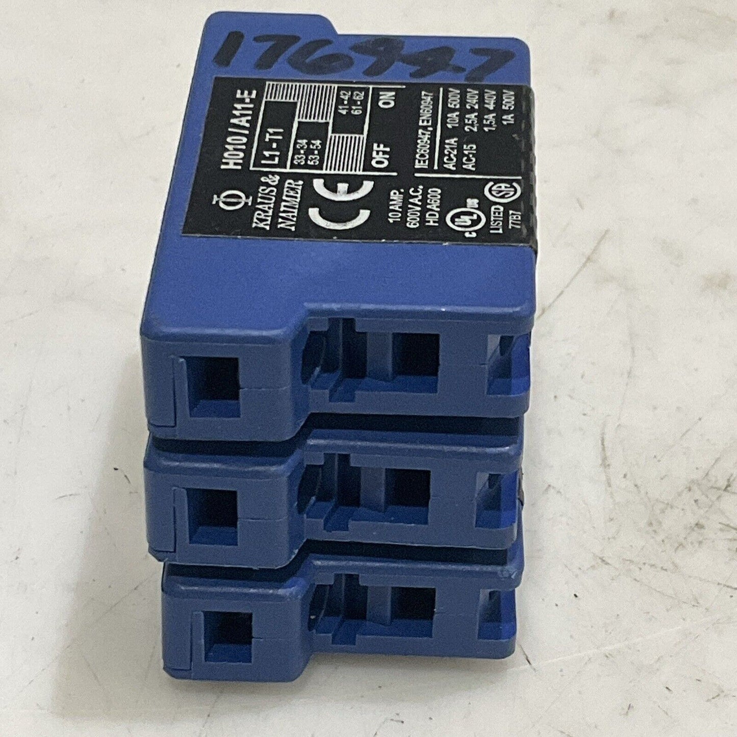 KRAUS & NAIMER H010/A11-E AUXILIARY CONTACT 10 AMP 600V LOT OF 3 U4M