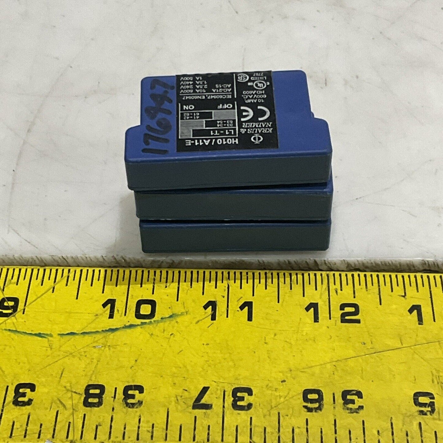 KRAUS & NAIMER H010/A11-E AUXILIARY CONTACT 10 AMP 600V LOT OF 3 U4M