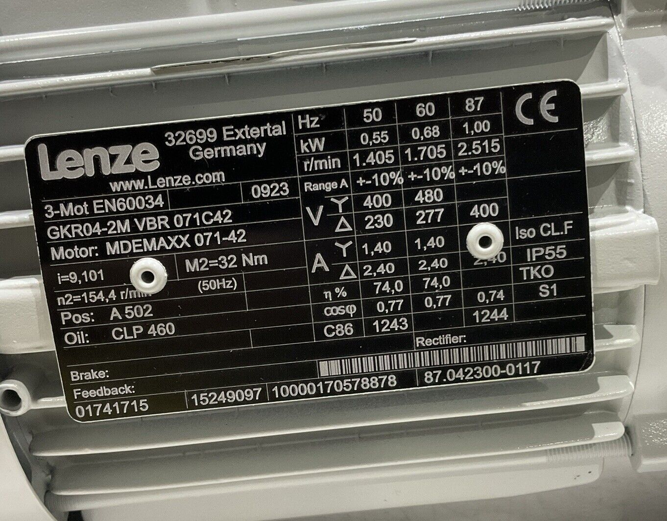 LENZE GKR04-2M VBR 071C42 MDEMAXX 071-42 GEAR MOTOR U3S