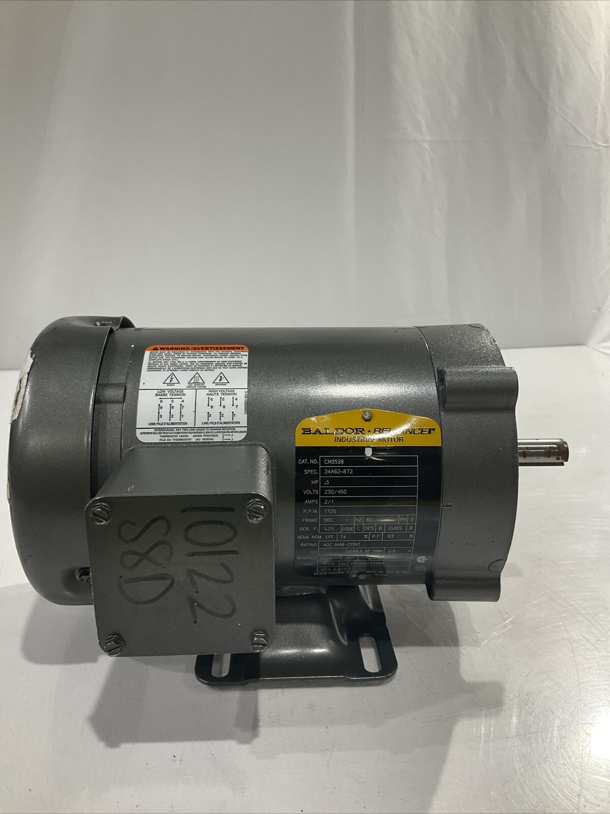 BALDOR RELIANCE 0.5HP CM3538 MOTOR 230/460V