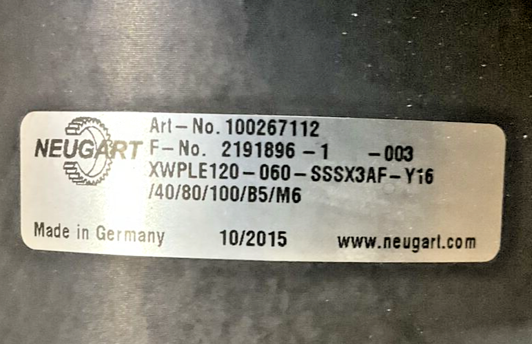 NEUGART ARI-NO.100267112 MOTOR xwple120-060-sssx3af-y16 PLANETARY GEAR BOX U4M
