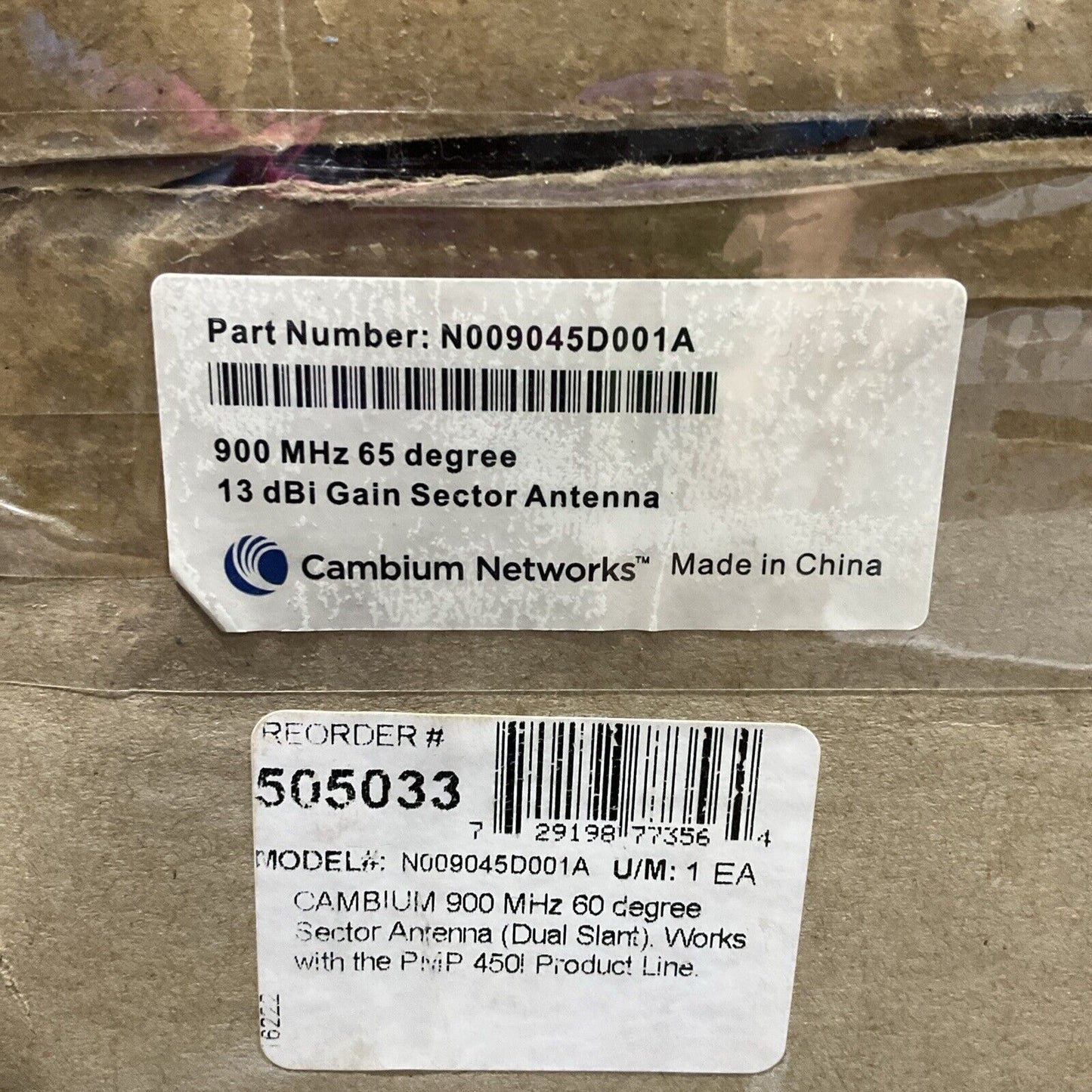CAMBIUM NETWORK N009045D001A 13 dBi GAIN SECTOR ANTENNA 900 MHZ 65 DEGREE G7T