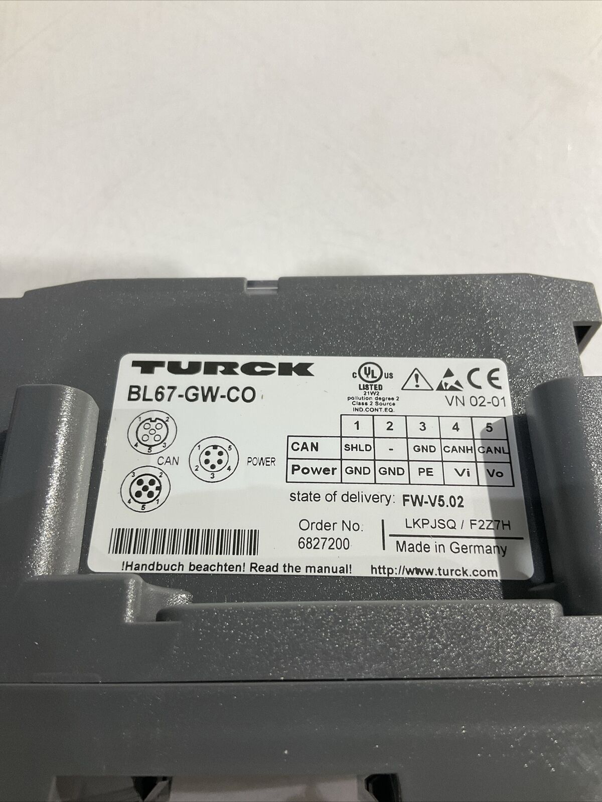 TURCK BL67-GW-CO GATEWAY CANOPEN U3S