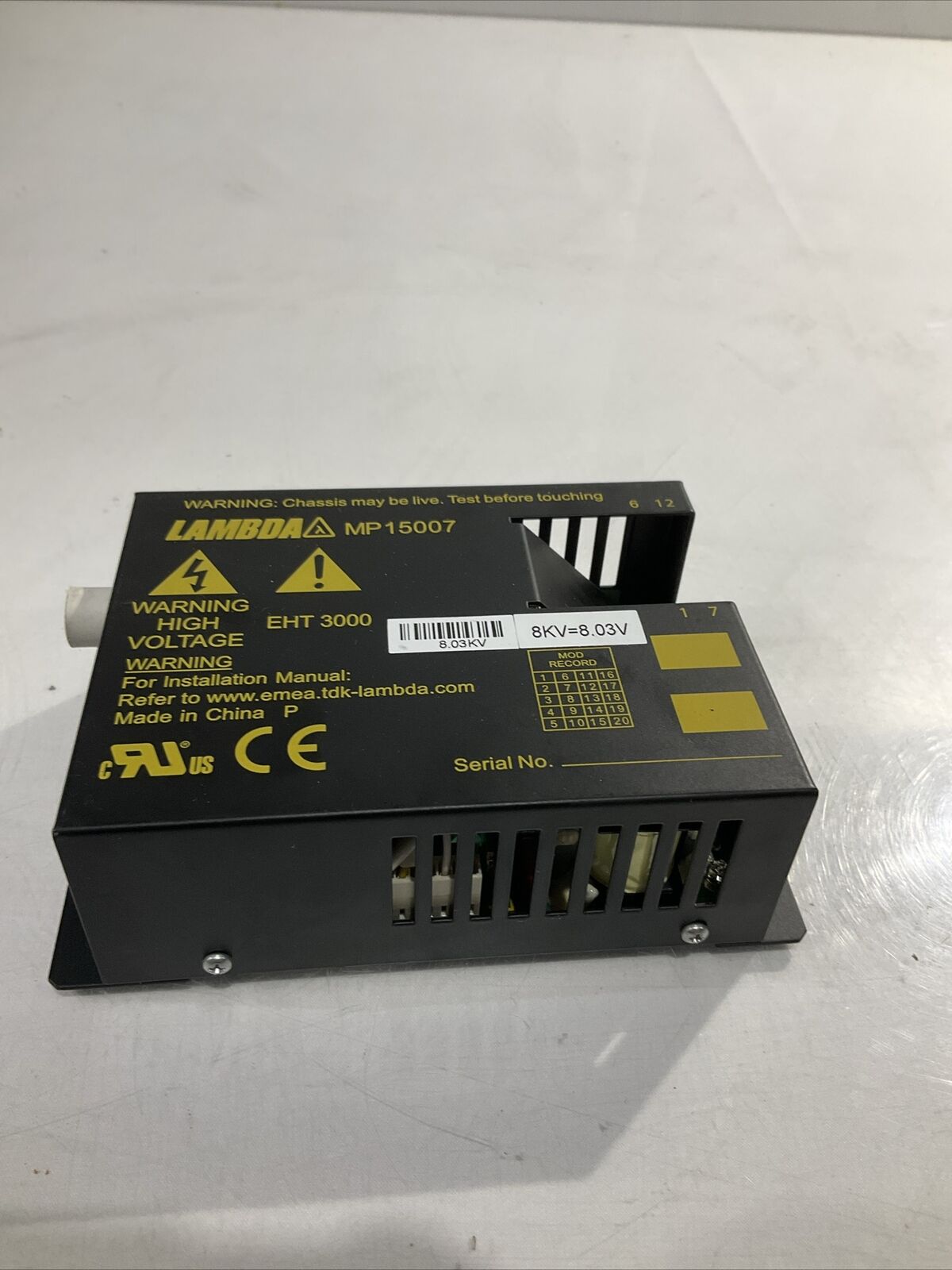 TDK LAMBDA MP15007 HIGH VOLTAGE PAWER SUPPLY EHT3000 U4M