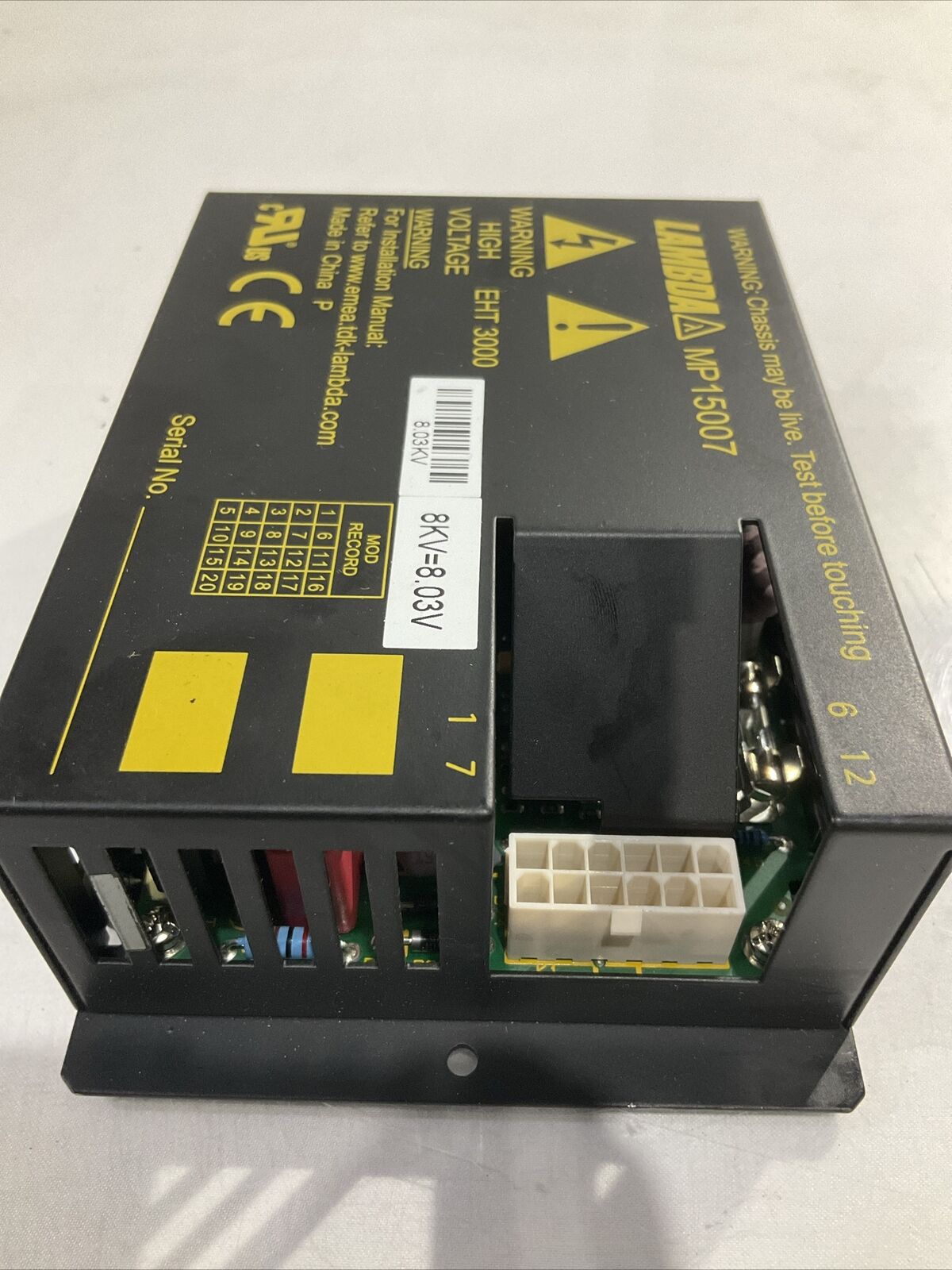 TDK LAMBDA MP15007 HIGH VOLTAGE PAWER SUPPLY EHT3000 U4M