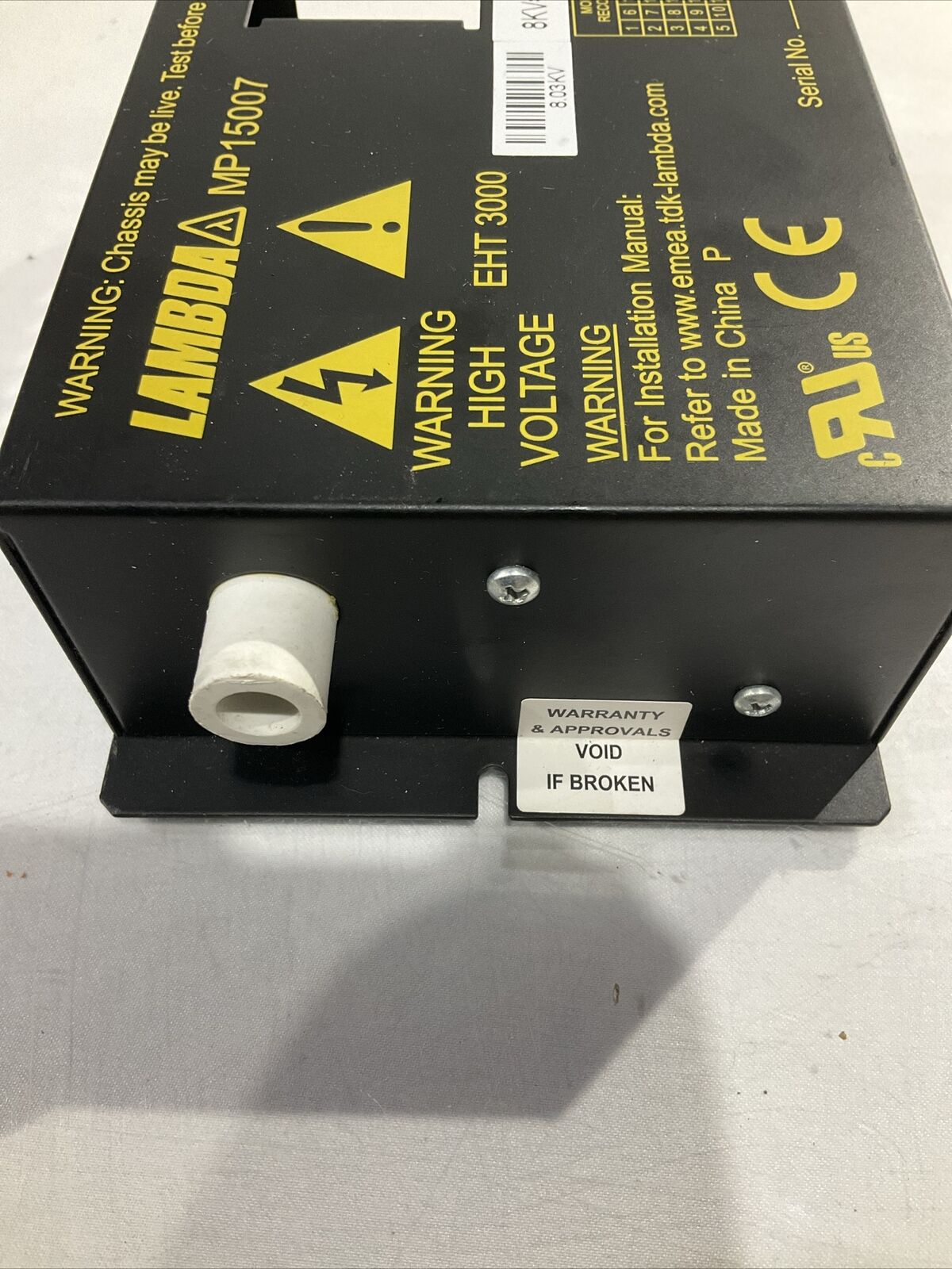 TDK LAMBDA MP15007 HIGH VOLTAGE PAWER SUPPLY EHT3000 U4M