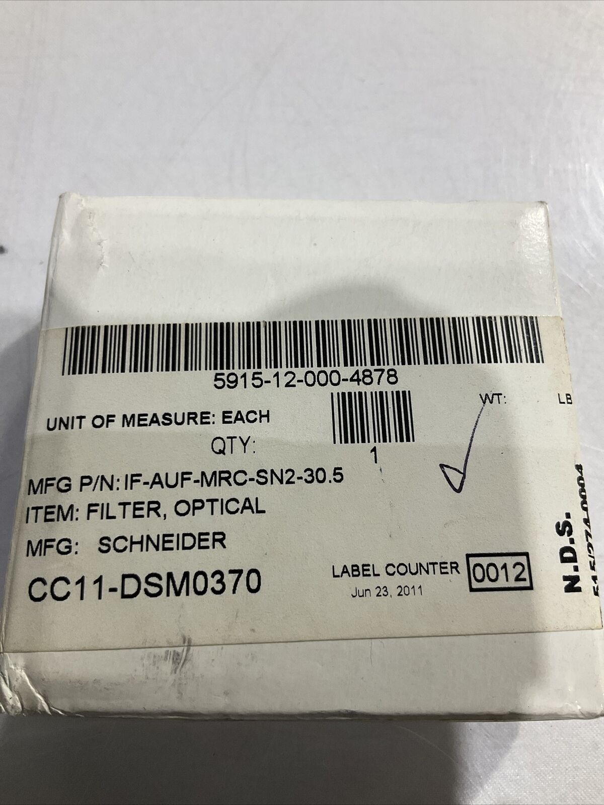 SCHNEIDER IF-AUF-MRC-SN2-30.5 OPTICAL FILTER U3S