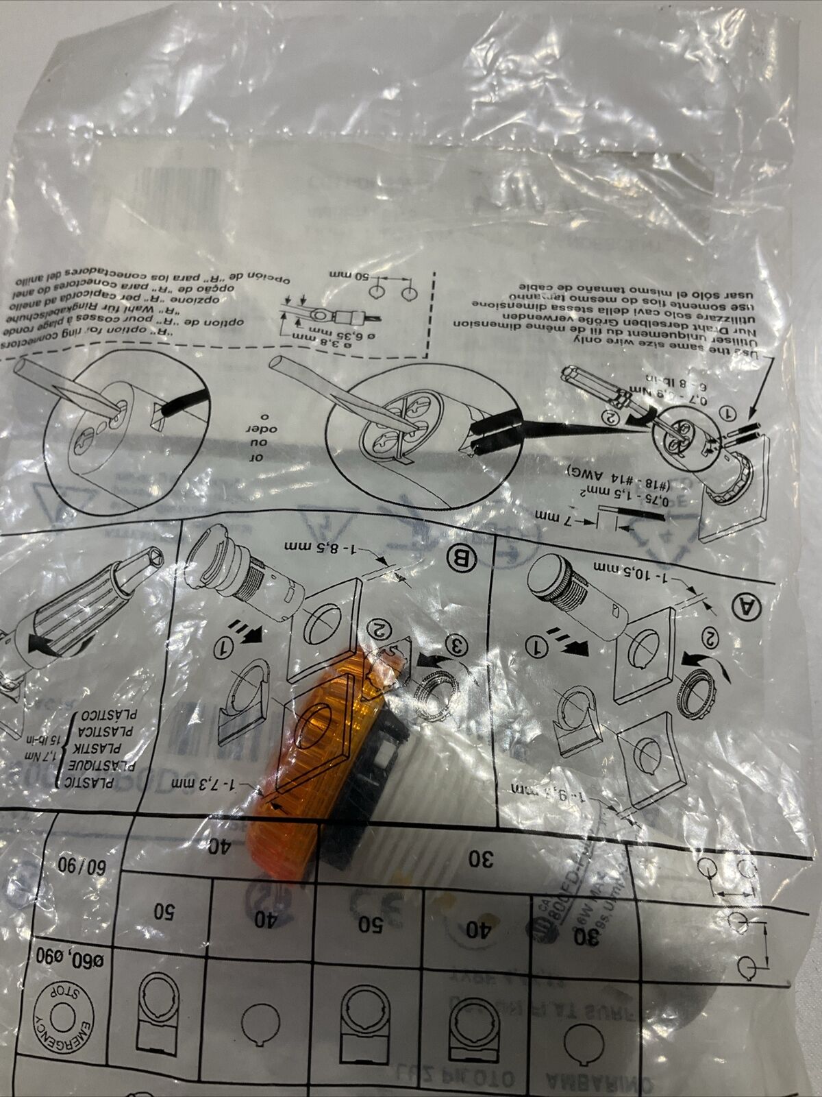 A-B 800FD-P0D3 LIGHT PILOT 24V AMBER LENS U3S