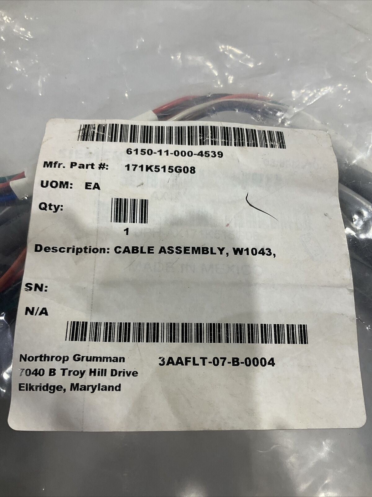 TUTHILL VOLEX 171K515G08 CABLE ASSEMBLY W1043 U3S