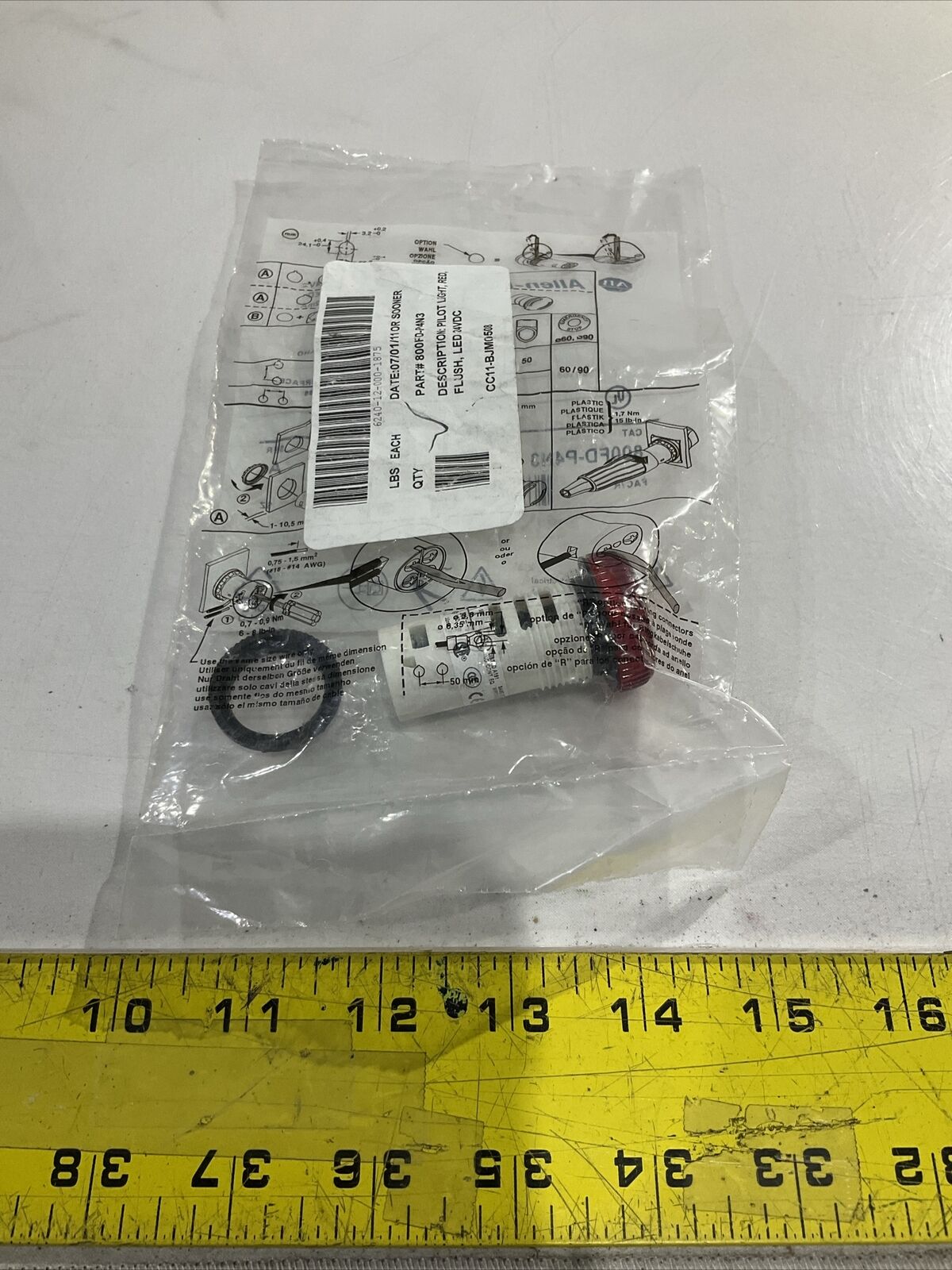 A-B 800FD-P4N3 PILOT LIGHT RED FLUSH LED 24VDC U3S
