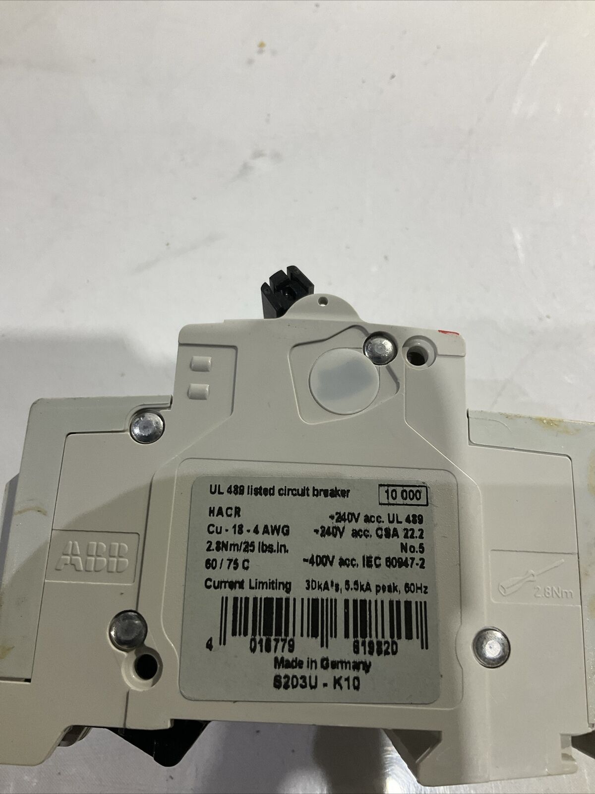 ABB S203U-k10 CIRCUIT BREAKER 240V 10A U3S