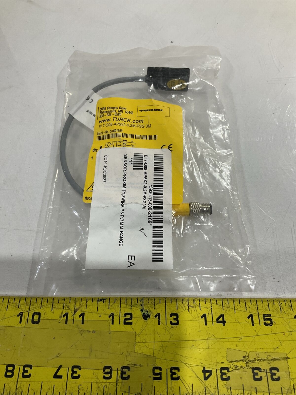 TURCK BI7-Q08-AP6X2-0.2M-PSG3M SENSOR APROXIMITY 3 WIRE PNP U3S
