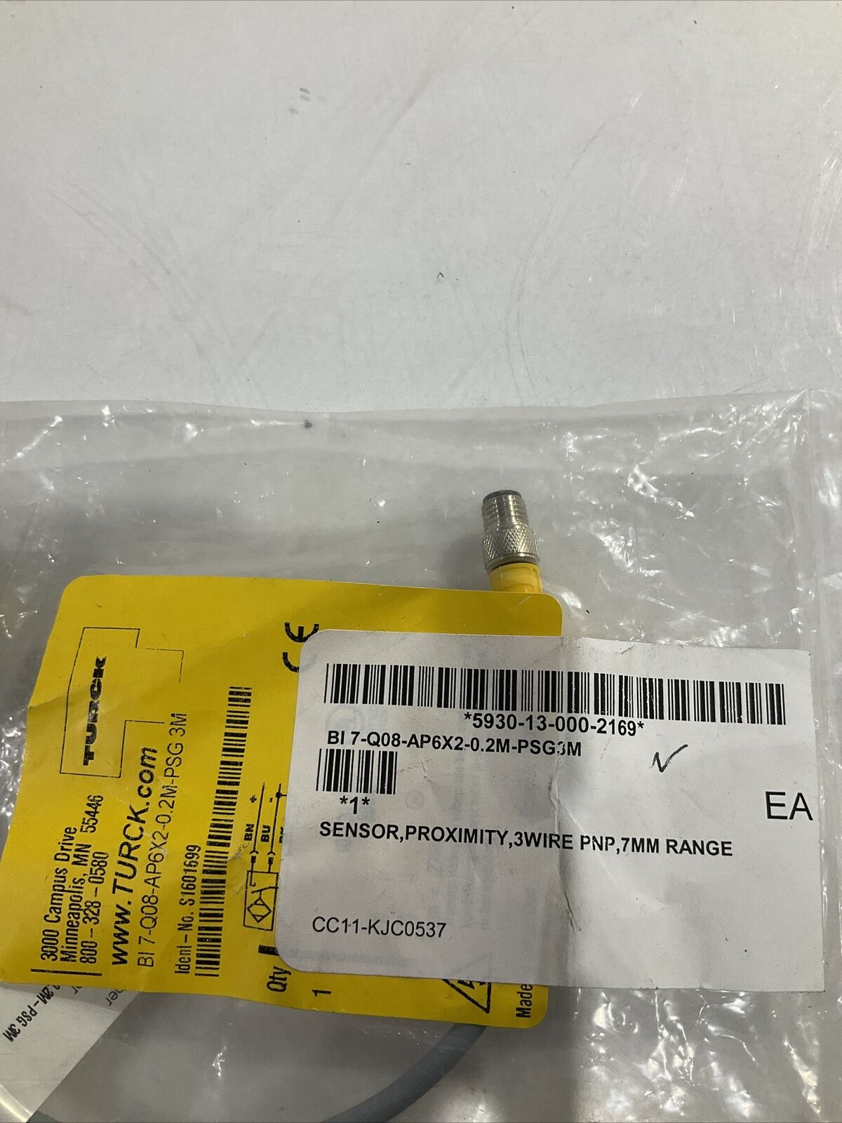 TURCK BI7-Q08-AP6X2-0.2M-PSG3M SENSOR APROXIMITY 3 WIRE PNP U3S