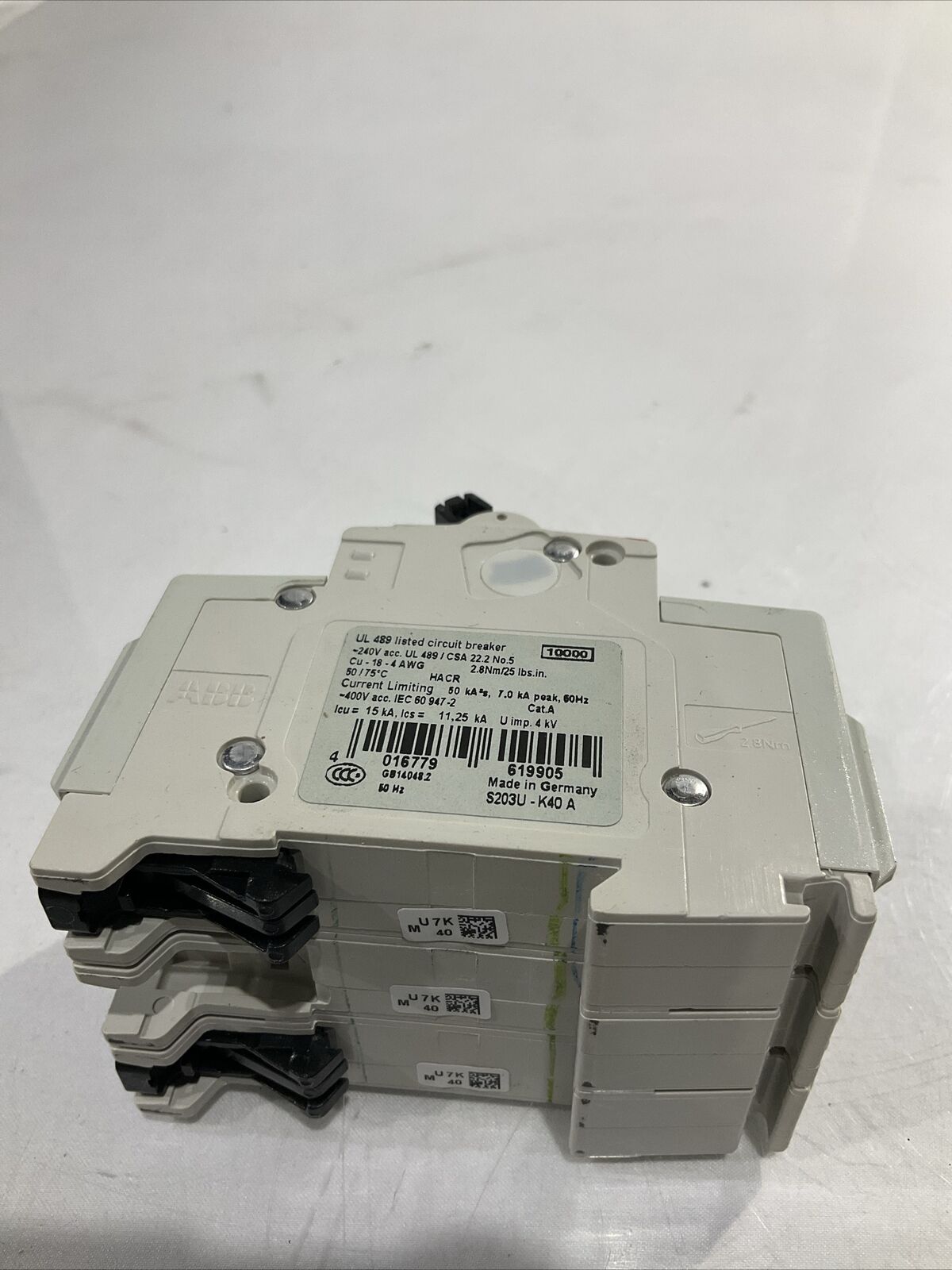 ABB E212323 3 POLE CIRCUIT BREAKER 40A 240V U3S