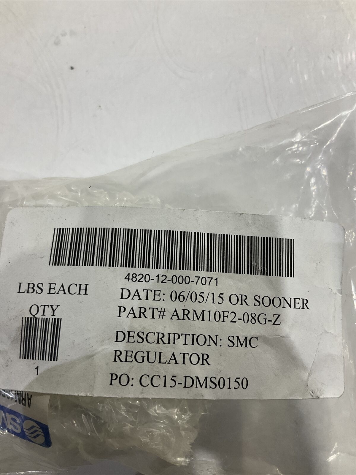 SMC ARM10F2-08G-Z SMC AIR MANIFOLD REGULATOR 7-100PSI LOT OF 2 U3S