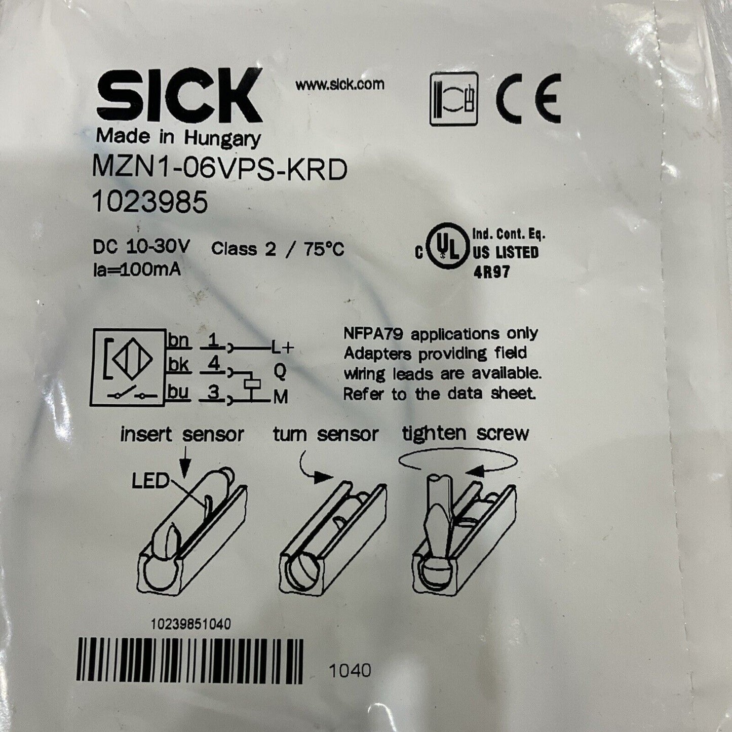 SICK 1023985 SENSOR MAGNETIC 10-30V LOT OF 2 U3S