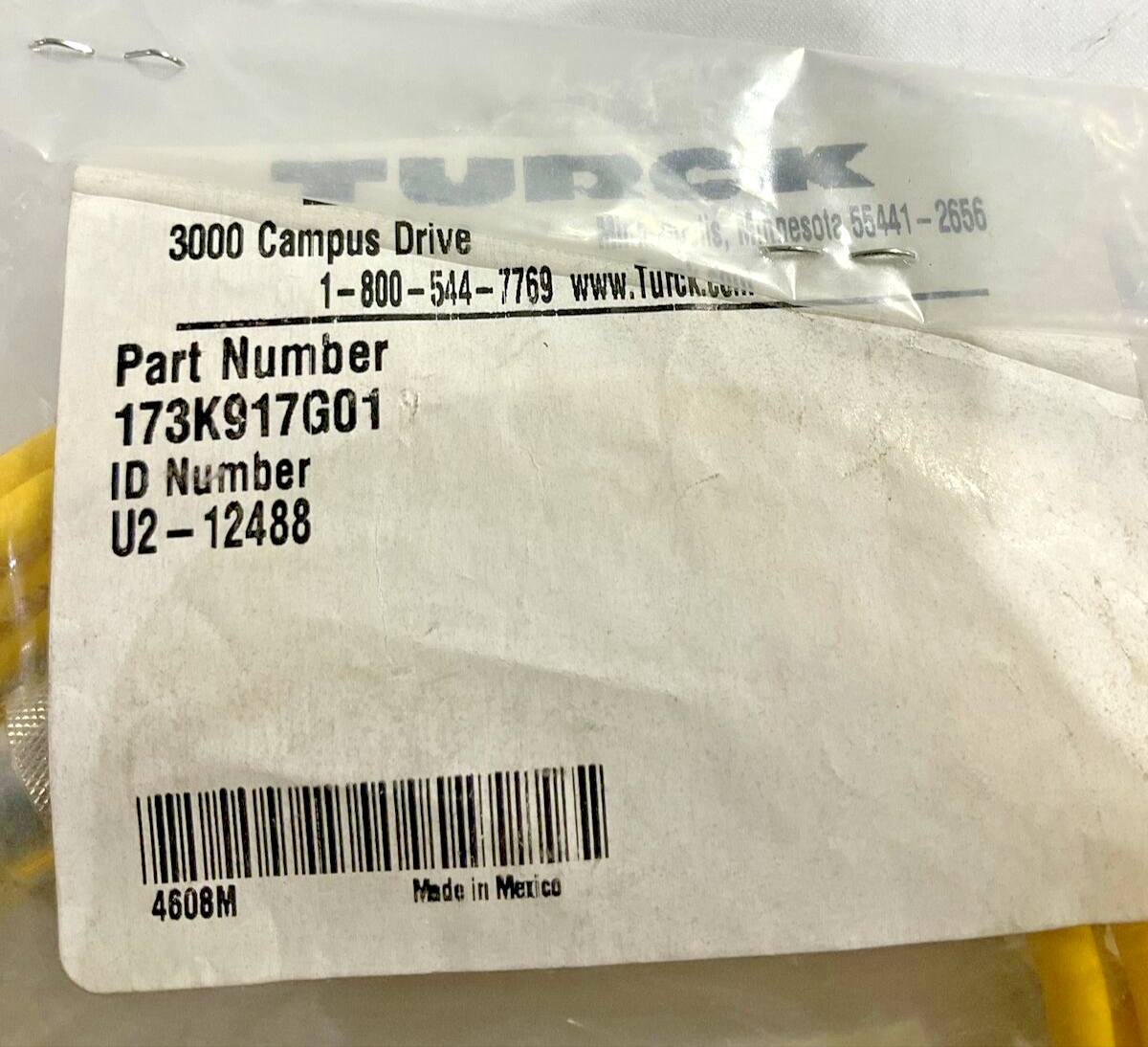 TURCK 4608M 173K917G01 CABLE ASSEMBLY BUNDLE PRESENT W352 V10 CHUTE JB2 U3S