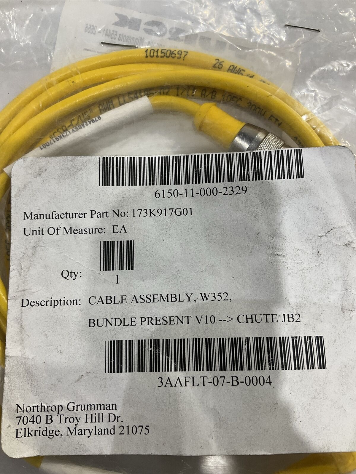 TURCK 4608M 173K917G01 CABLE ASSEMBLY BUNDLE PRESENT W352 V10 CHUTE JB2 U3S