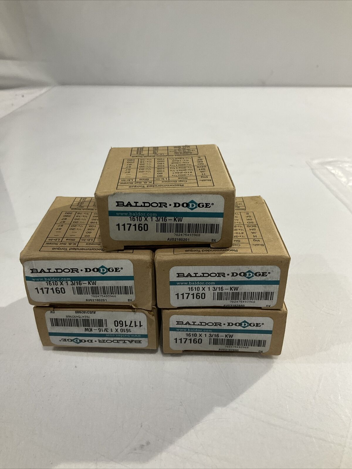 BALDOR. DODGE 117160 BUSHING TAPERLOCK LOT OF 5 U3S