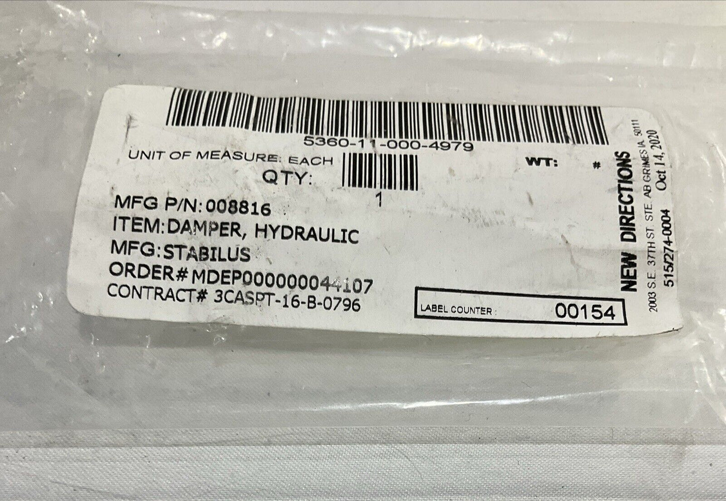 STABILUS STAB-O-SHOC 008816 268/20 A 3 DAMPER , HYDRAULIC LOT OF 2 U4M