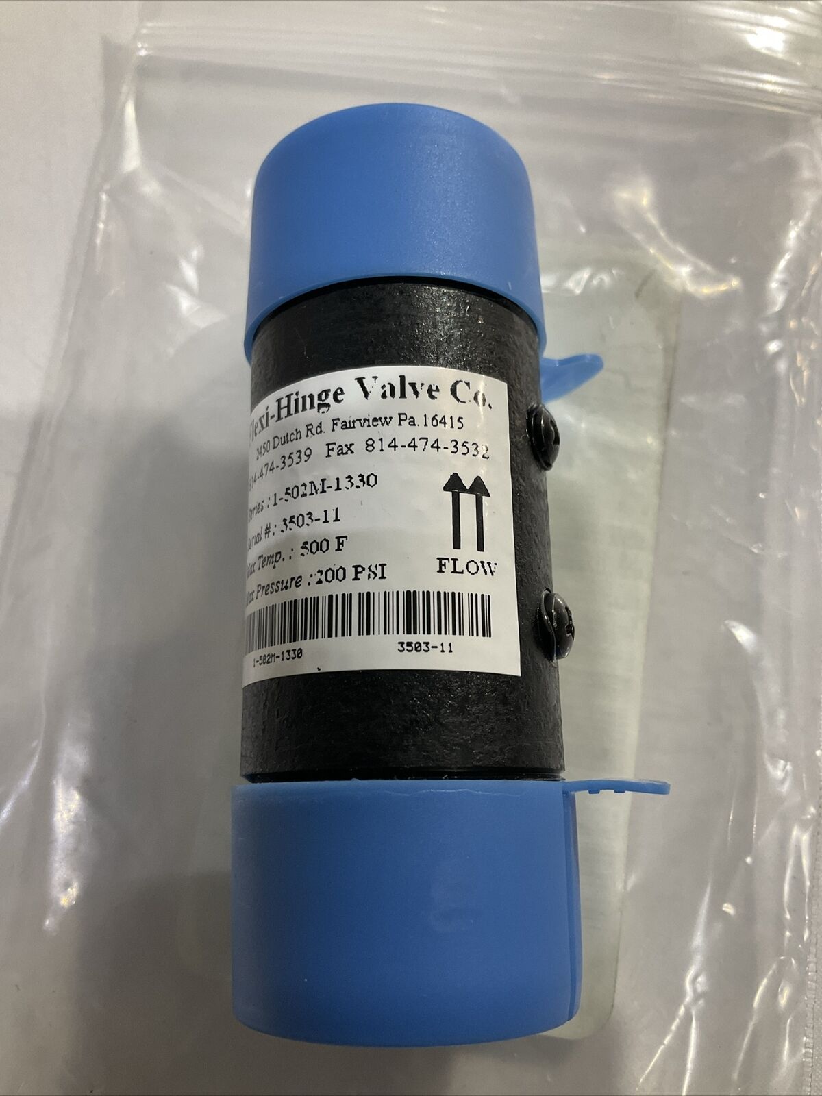 FLEXI-HINGE VALVE 73750406A00 CHECK VALVE 1 STEEL Al INTERNALS 500F U3S