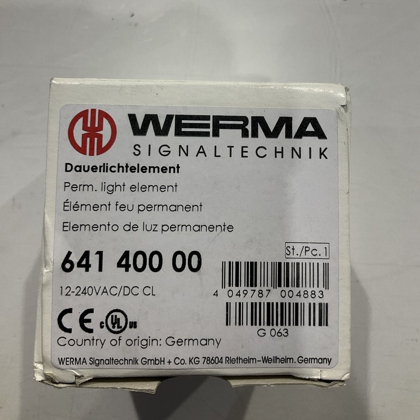 WERMA 64140000 LIGHT ELEMENT CLEAR 240V 7W LOT OF 2 U3S