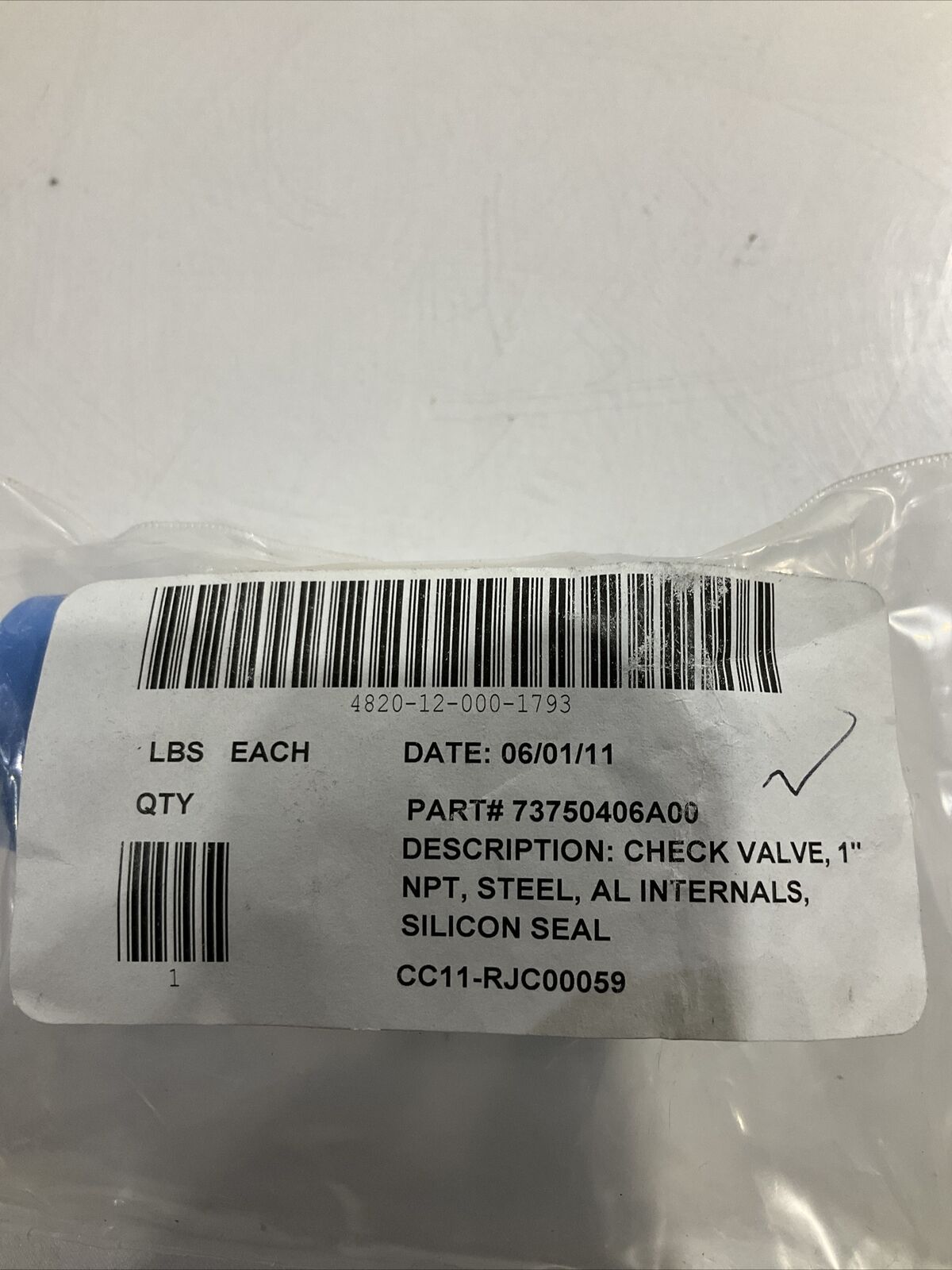 FLEXI-HINGE VALVE 73750406A00 CHECK VALVE 1 STEEL Al INTERNALS 500F U3S