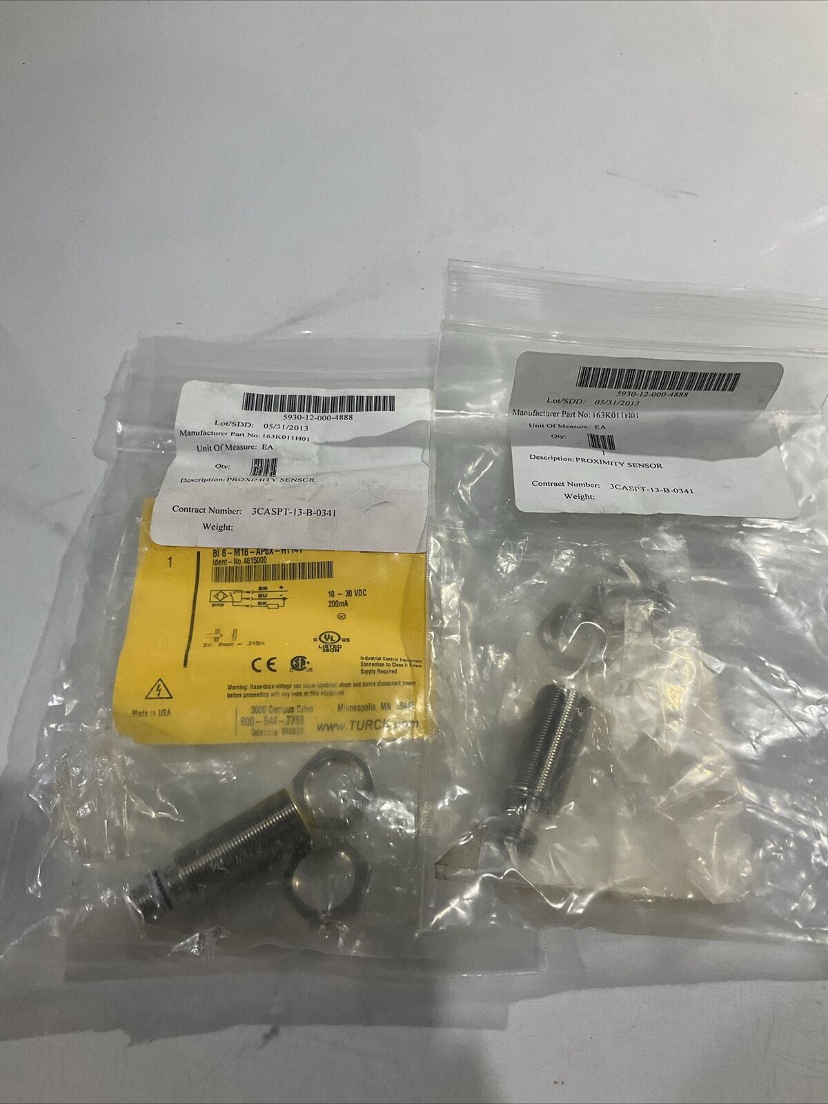 TURCK 163K011H01 BI8-M18-RP6X0-H1141 PROXIMITY SENSOR LOT OF 2 U3S
