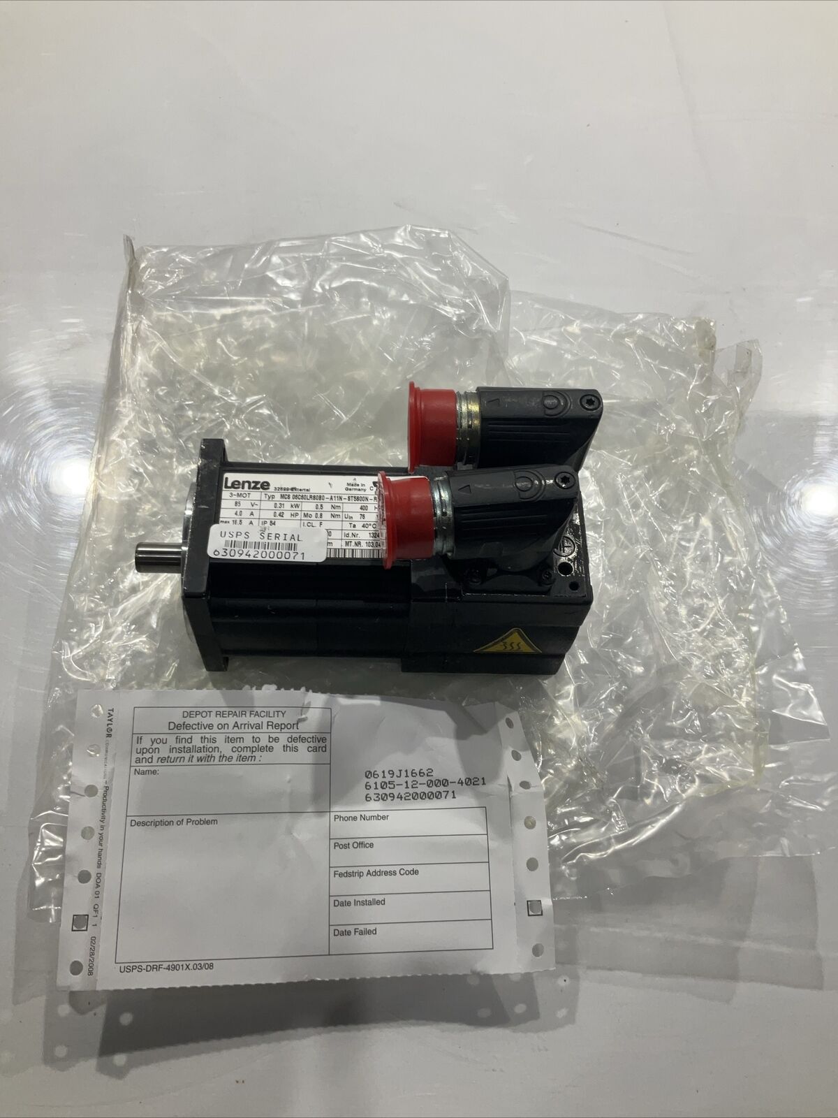 LENZE MCS 06C60LRS0B0-A11N-ST5S00N-R2SU SERVO MOTOR 85V 400HZ U3S