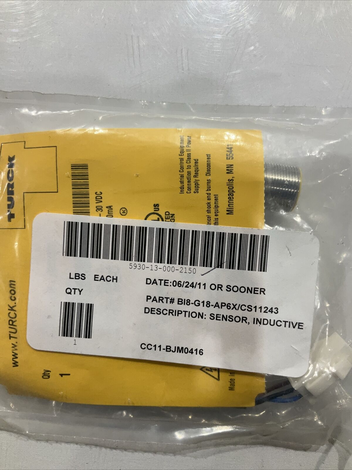 TURCK B18-G18-AP6X/CS11243 SENSOR INDUCTIVE U3S