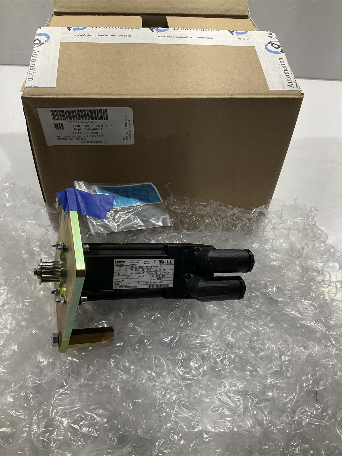 LENZE MCS 06F41LRS0B0-B11N MOTOR ASSY,PERFORATED BELT 165V U3S