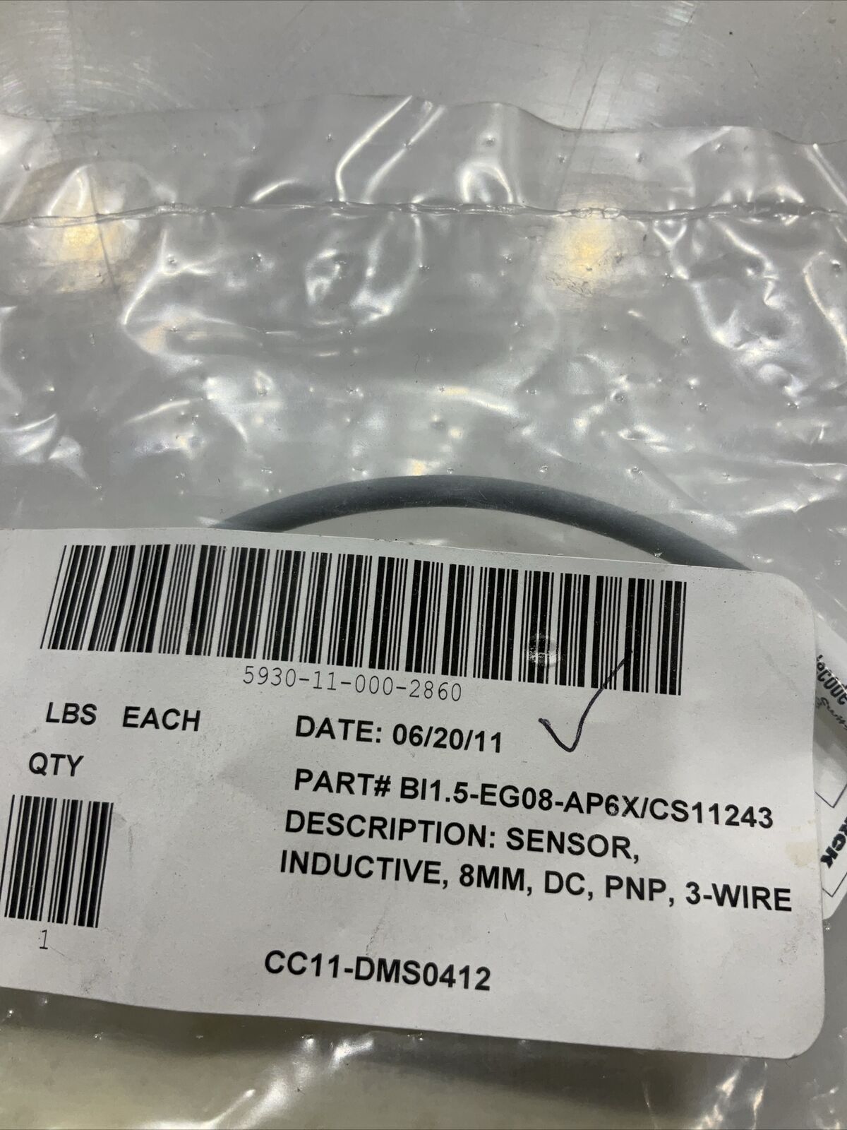 TURCK BI1.5-EG08-AP6X/CS11243 SENSOR INDUCTIVE 8MM U3S