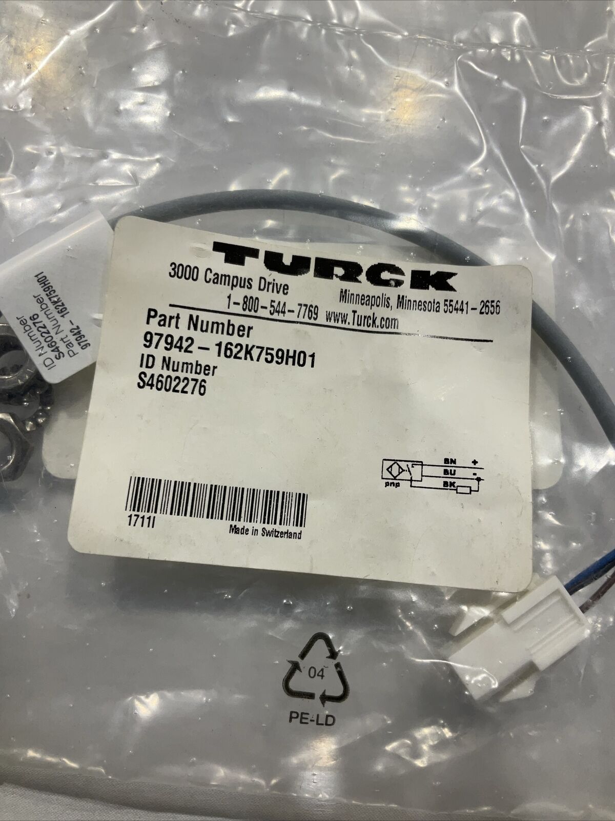 TURCK BI1.5-EG08-AP6X/CS11243 SENSOR INDUCTIVE 8MM U3S
