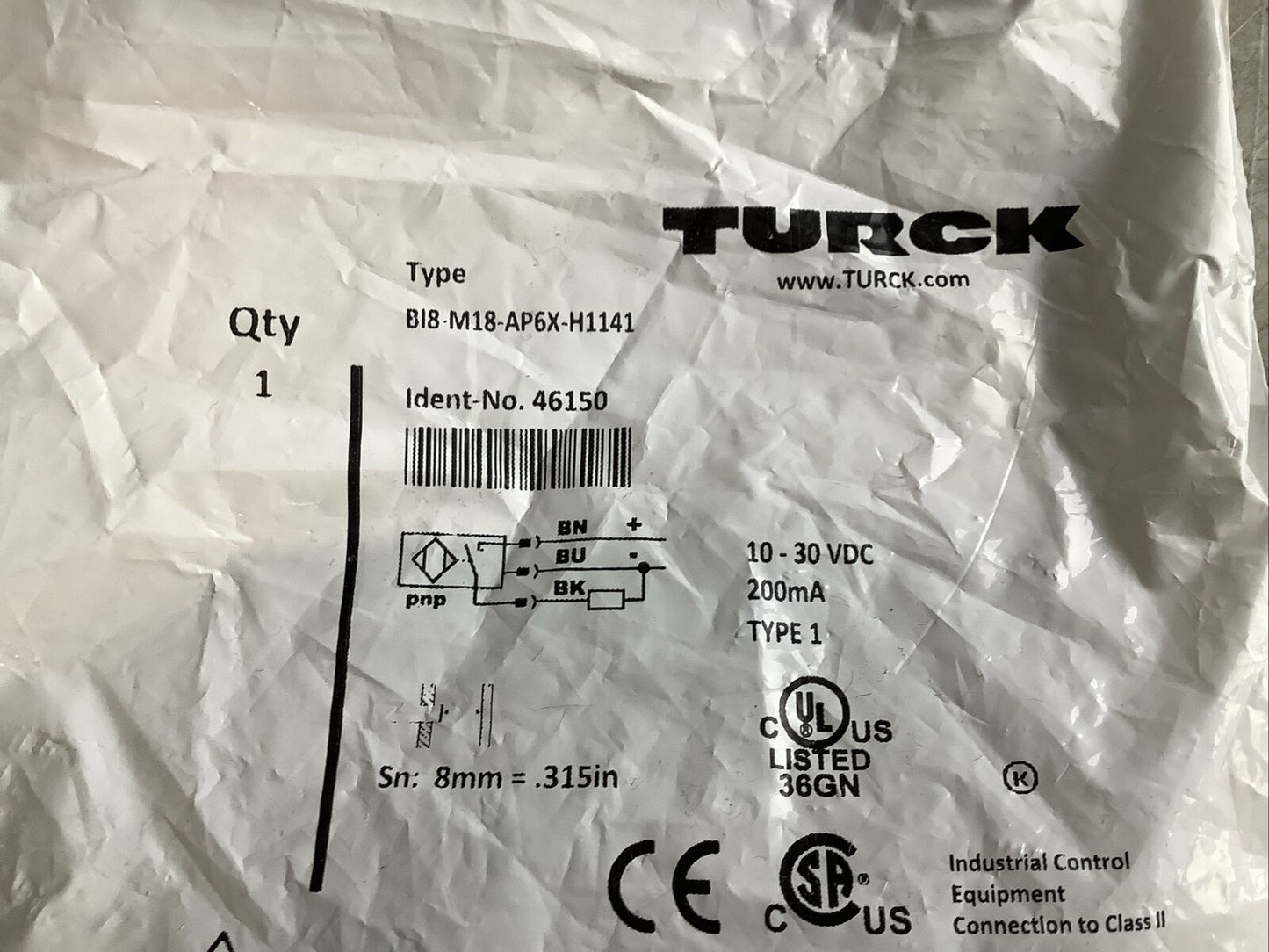 TURCK BI8-M18-AP6X-H1141 46150 INDUCTIVE PROXIMITY SENSOR U3S