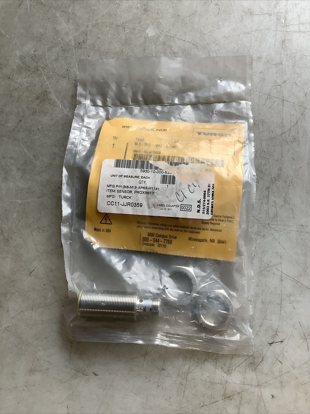 TURCK BI8-M18-AP6X-H1141 4615000 INDUCTIVE PROXIMITY SENSOR U3S