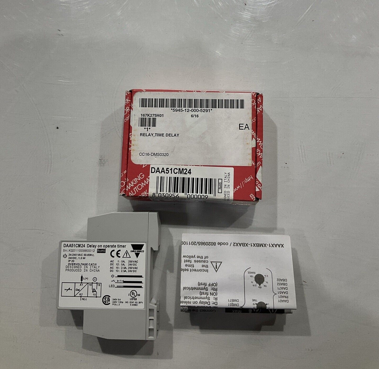 CARLO GALAZZI DAA51CM24 DELAY TIMER 24-240VDC 1.5W 50/60HZ LOT OF 3 U3S