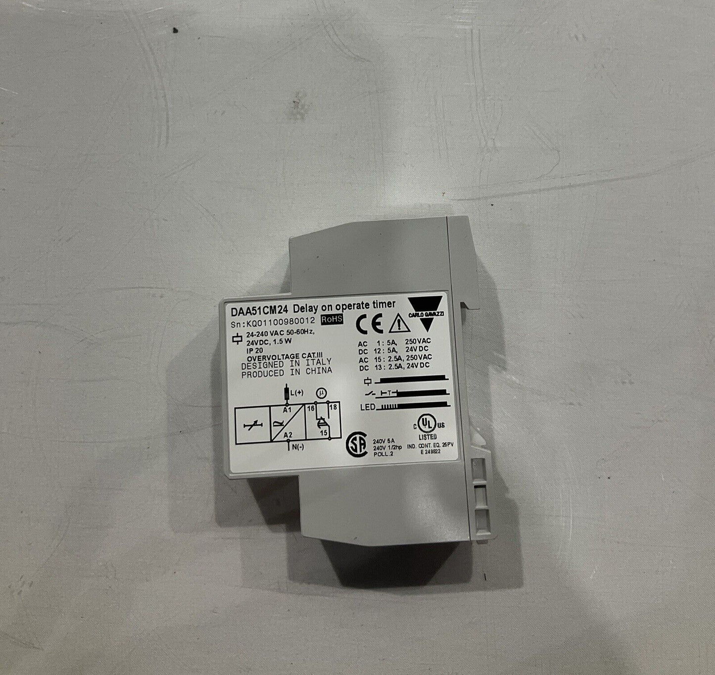 CARLO GALAZZI DAA51CM24 DELAY TIMER 24-240VDC 1.5W 50/60HZ LOT OF 3 U3S